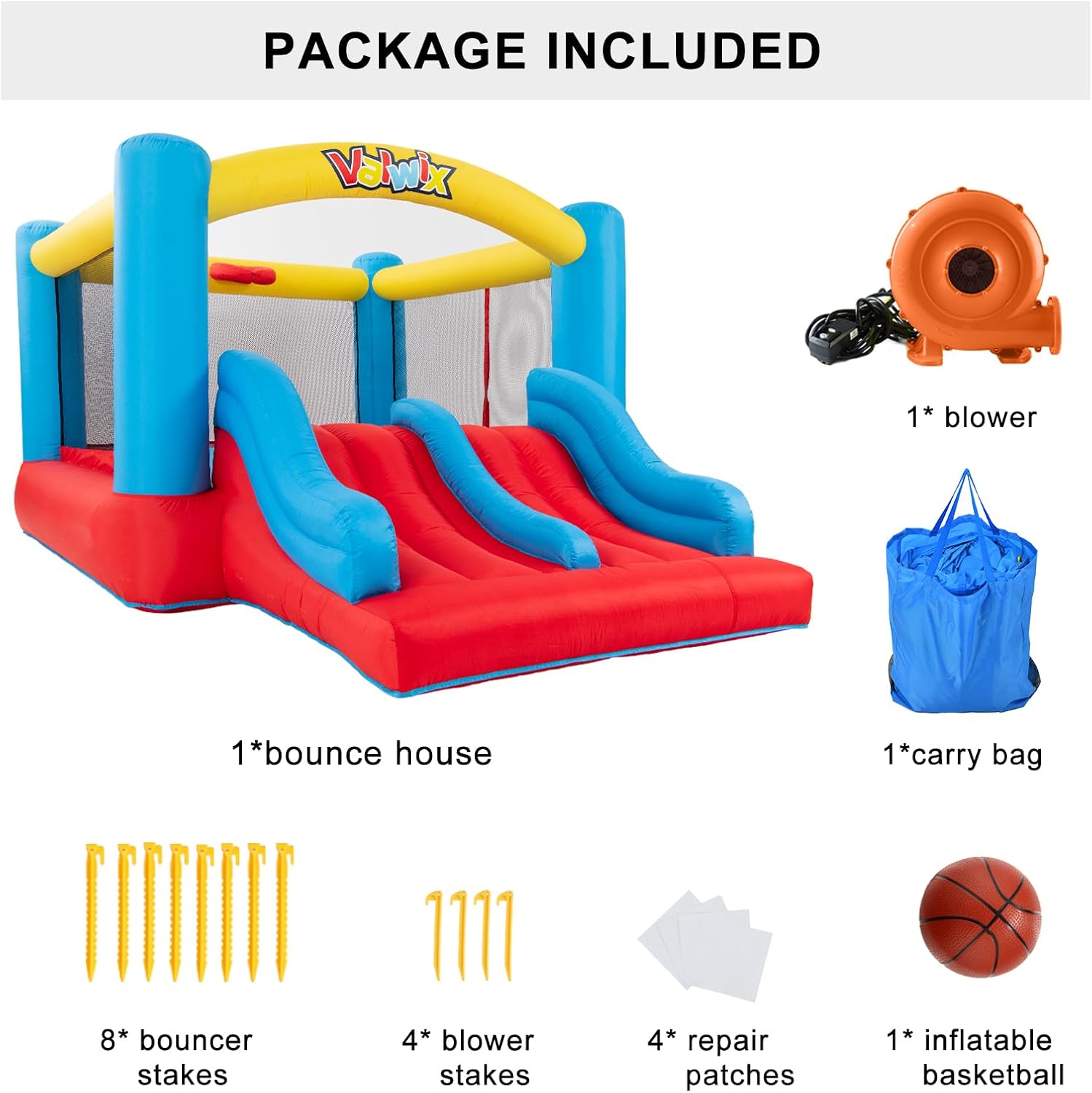 Bounce House with Blower, Double Slide, 300 LBS Capacity O8077