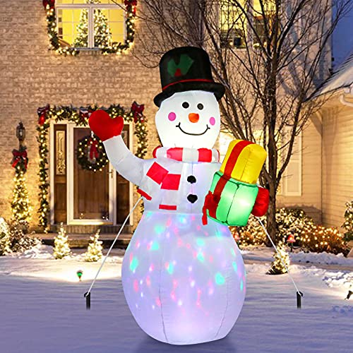 5ft Inflatable Snowman with Built-in Rotating LED Lights F3462