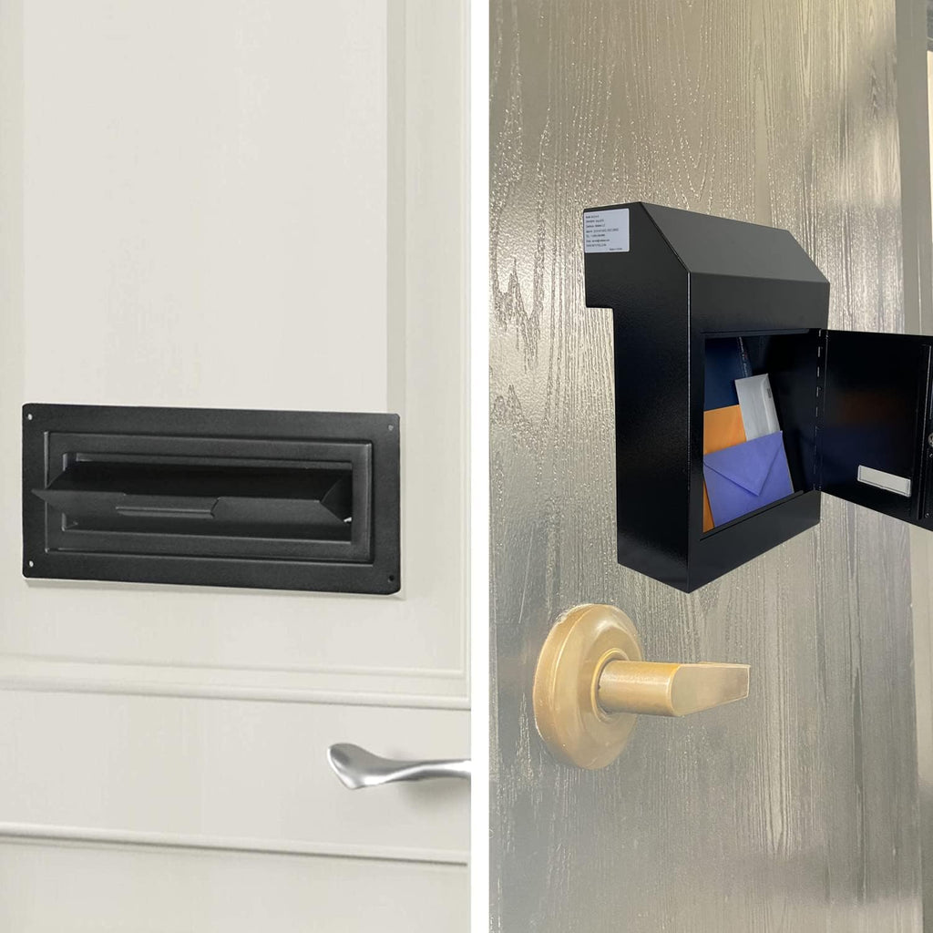 Through The Door Locking Steel Mailbox with Rear Access (Black) J24190