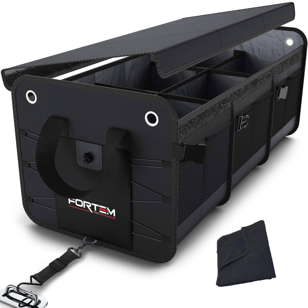 Black Waterproof Car Trunk Organizer with 3 Compartments S520