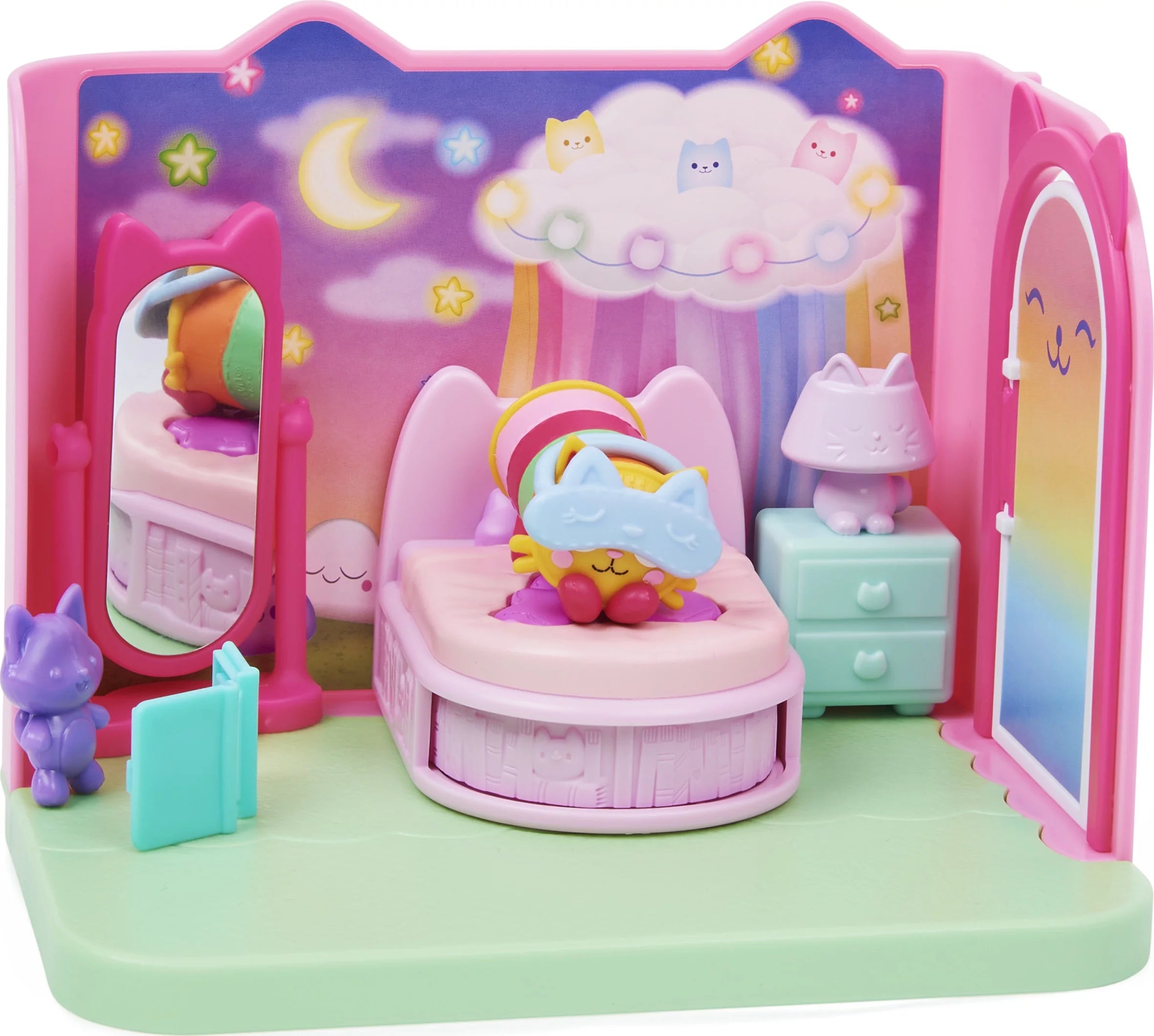 Sweet Dreams Bedroom with Pillow Cat Figure and 3 Accessories, 3 Furniture and 2 Deliveries K769