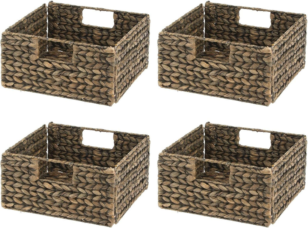 Brown Wash Woven Hyacinth Storage Bin Basket 4 Pack K806