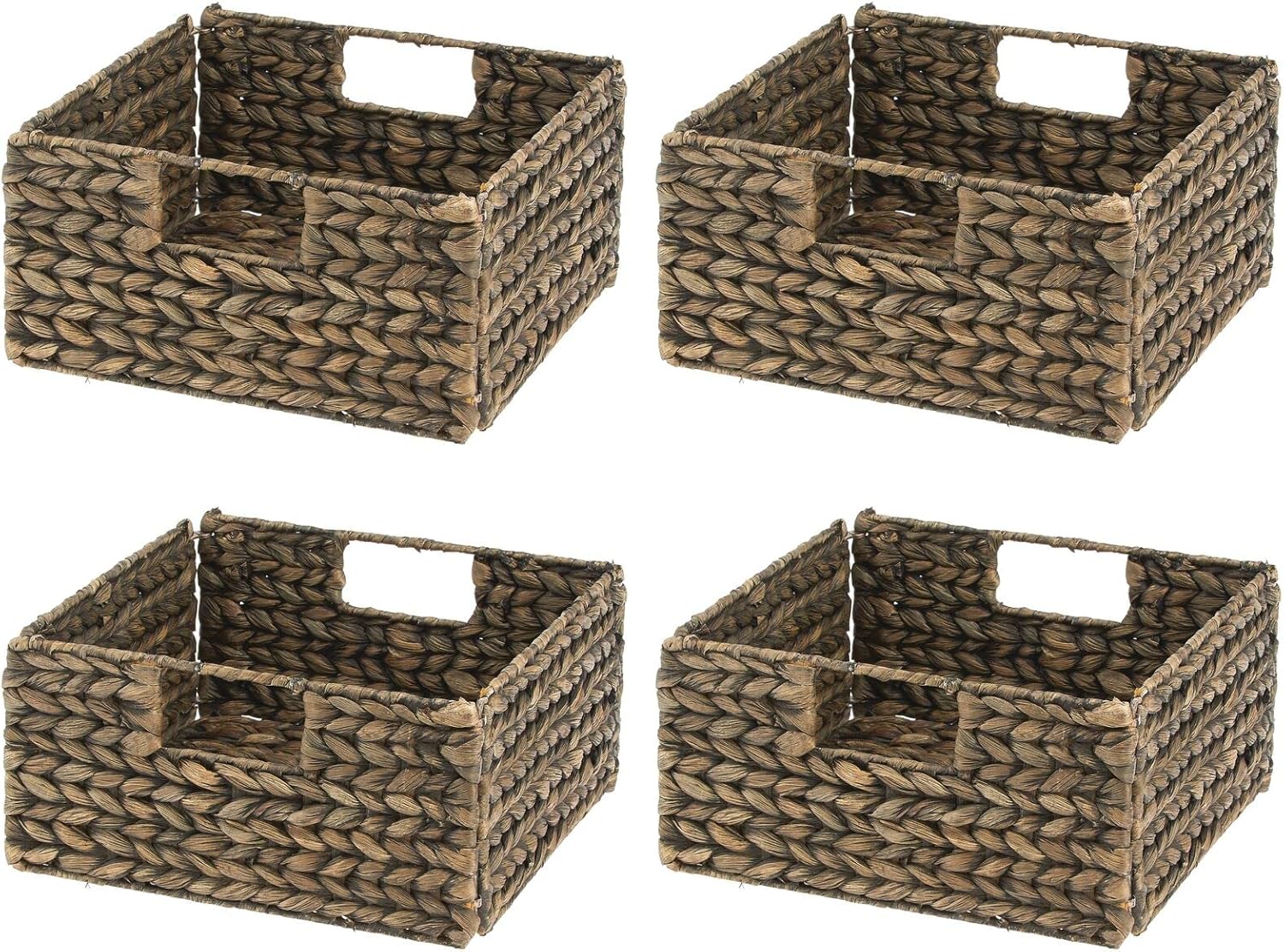 Brown Wash Woven Hyacinth Storage Bin Basket 4 Pack K806