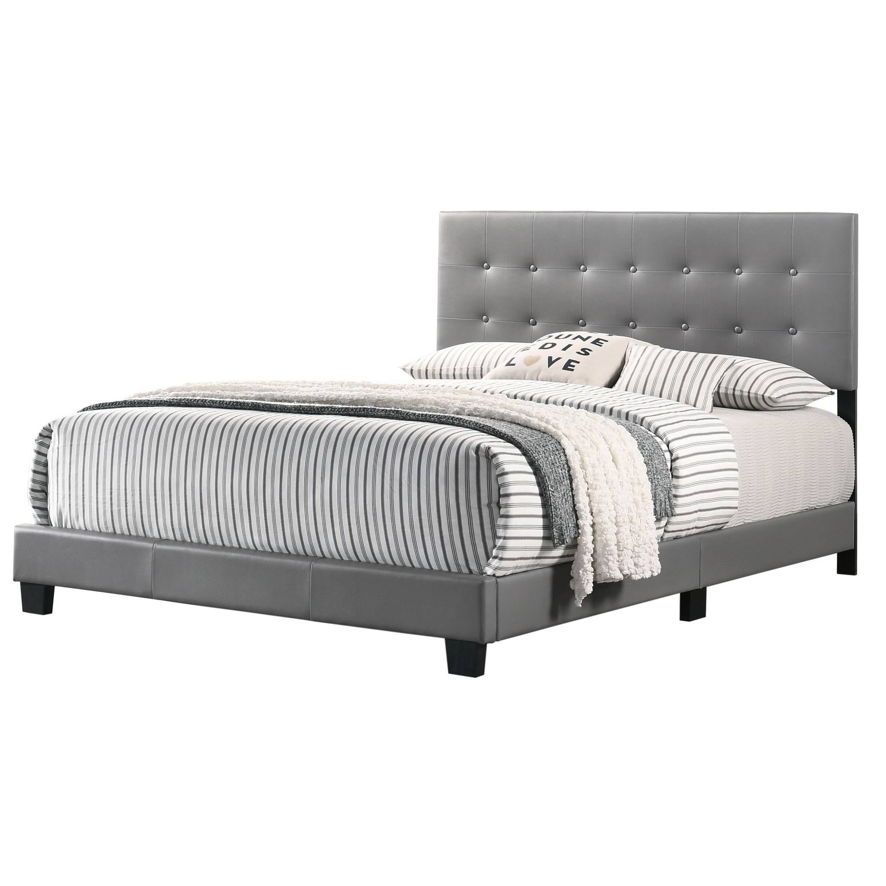 Black Faux Leather Twin Bed Q611795