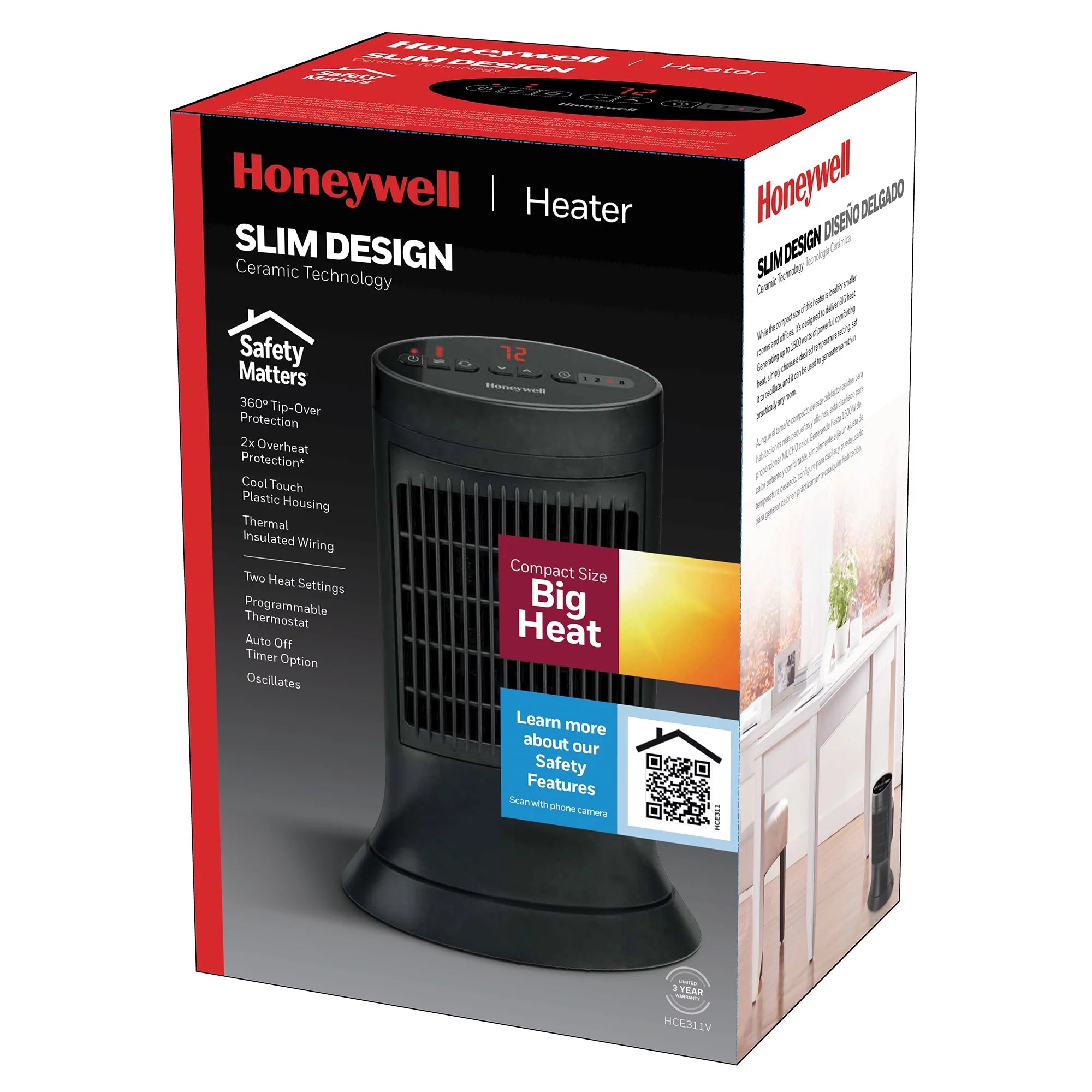 Black Digital Ceramic Compact Heater Y2326