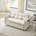 Beige 2 Seater Sleep Sofa Bed with Side Pockets E5151