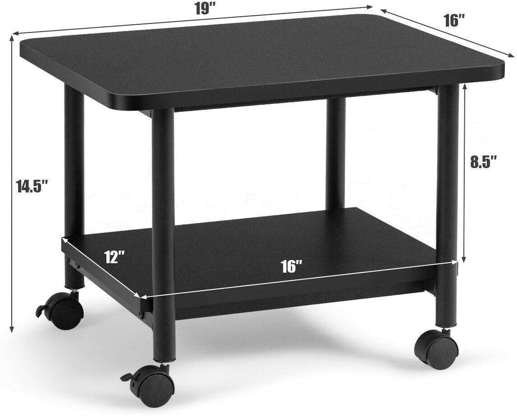 Black 2-Tier Rolling Printer Stand Q28788