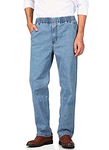 Mens Casual Loose Fit Elastic Waist Jeans Denim Pants P805445