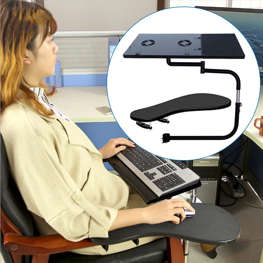 Adjustable Laptop Holder Keyboard Mount with USB Fan and Mouse Mat W683533