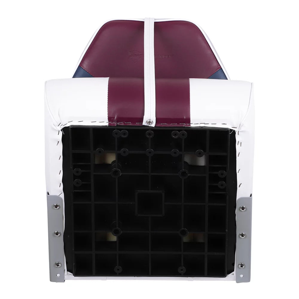 High back Folding Boat Seat, White/Burgundy/Navy, 2 seats R969074