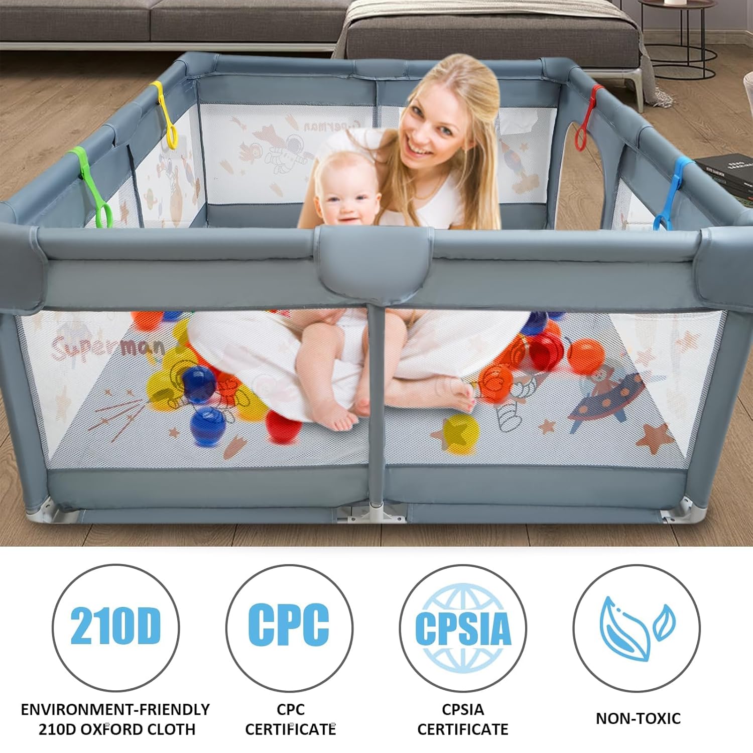 50"x50" Gray Play Yard with Gate S27024