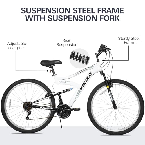 26 27.5 inch 18-Speed High-Carbon Steel Dual Full Suspension Mountain Bike B40962