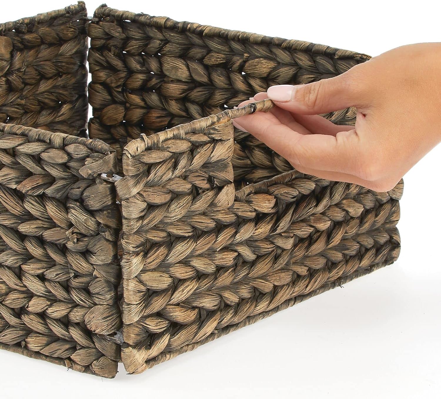 Brown Wash Woven Hyacinth Storage Bin Basket 4 Pack K806