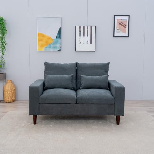 Small Loveseat Sofa Upholstered Couch Black Leather-like 2 Seater Y592