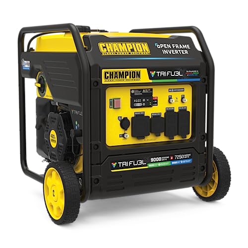 9000-Watt Electric Start Tri Fuel Portable Open Frame Inverter Generator A5121