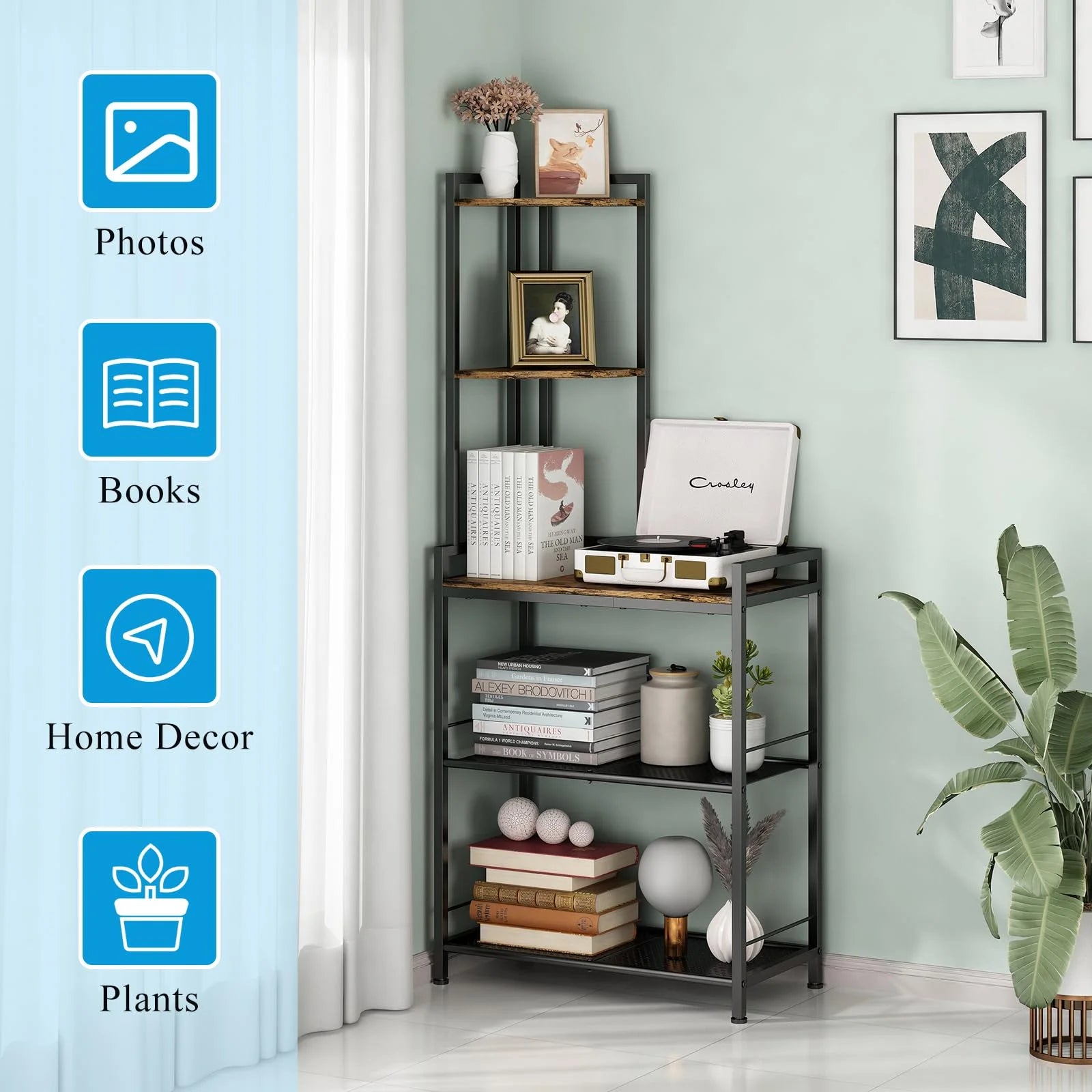 Black 5 Tier Corner Shelf W224159