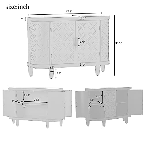Grey Wooden Buffet Cabinet with Antique Pattern Doors B434