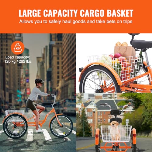 24 Inch Aluminum Alloy Three-Wheeled Tricycle (Orange) Y924796