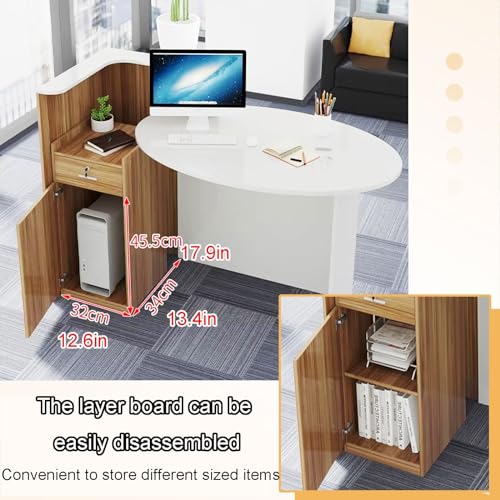 White Oval Wooden Reception Desk L5576