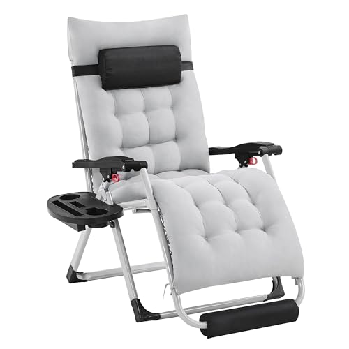Gray Folding Reclining Lounge Chair with Removable Pad G170