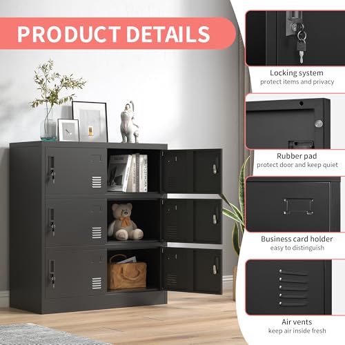 Black Steel Office Storage Locker with Doors S430