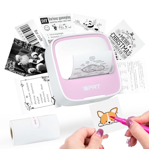 Grey Portable Thermal Sticker Printer with 1 Roll Sticker Paper L2499