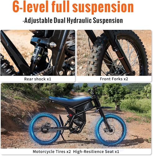 60V 3000W 36.4AH Dual Battery Electric Dirt Bike with 25" Motorcycle Tire S24158