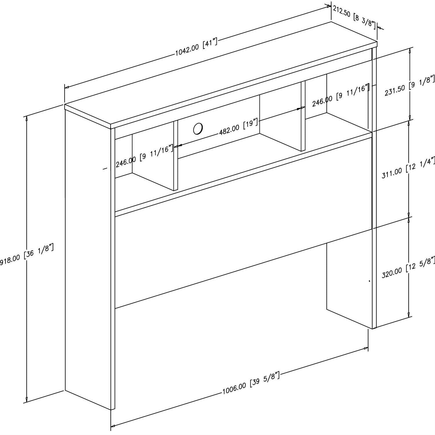 White Wood Twin Size Bookcase Headboard V54830