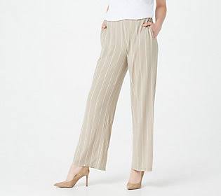 Regular Printed Liquid Knit Pull-On Wide-Leg Pant, Size 3X, True Tan R4861