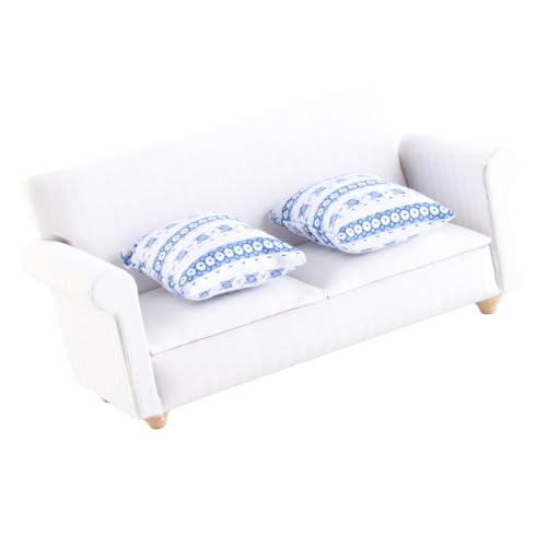Miniature 2-Seat Sofa with Blue Flower Pattern Cushion Z88605