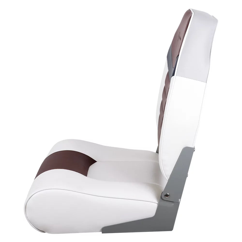 High back Folding Boat Seat, White/Burgundy/Navy, 2 seats R969074