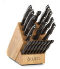 8 Set Table Knives Kitchen Knives Forks Honey Oak Knife Block Sharpener Cutting Board T146310