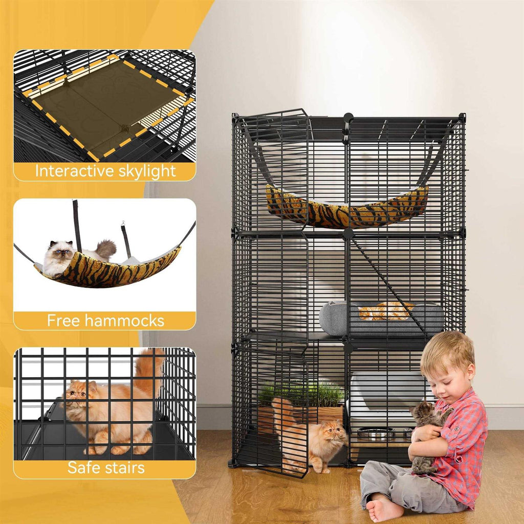 Cat Cage Cat Enclosures Cat Kennel with Extra Large Hammock F450698