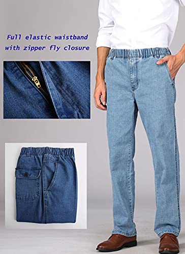 Mens Casual Loose Fit Elastic Waist Jeans Denim Pants P805445