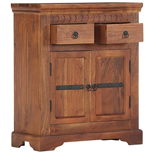 Rustic Sideboard Solid Acacia Wood Brown Two Doors Two Drawers 24.8"x11.8"x29.5" L3659