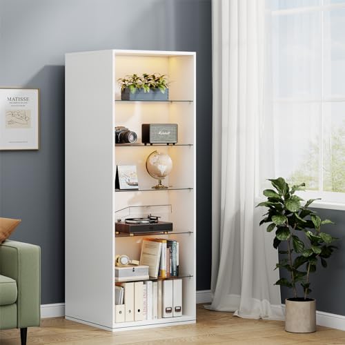 White Rotating Shoe Rack with Glass Shelves K741