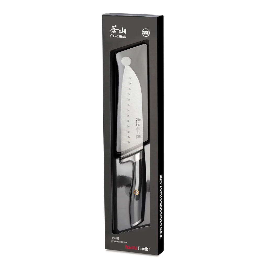 German Steel Forged 7" Santoku Knife, Black R219918