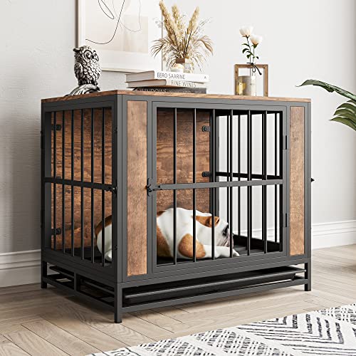 Metal and Wooden Dog Crate with 3 Doors I865196