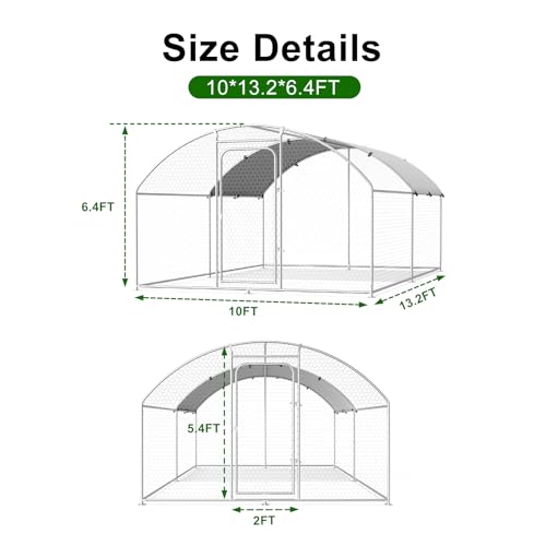 Large Metal Chicken Coop Walk-in Poultry Cage Chicken Run Pen Dog Kennel with Waterproof and Anti-Ultraviolet Cover (9.8' L x 19.7' W x 6.4' H) M791
