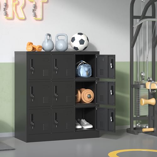 Black Steel Office Storage Locker with Doors S430