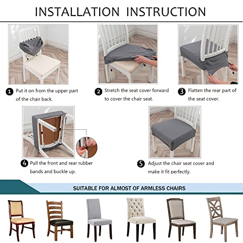 Light Gray Set of 2 Waterproof Jacquard Chair Seat Covers L9594