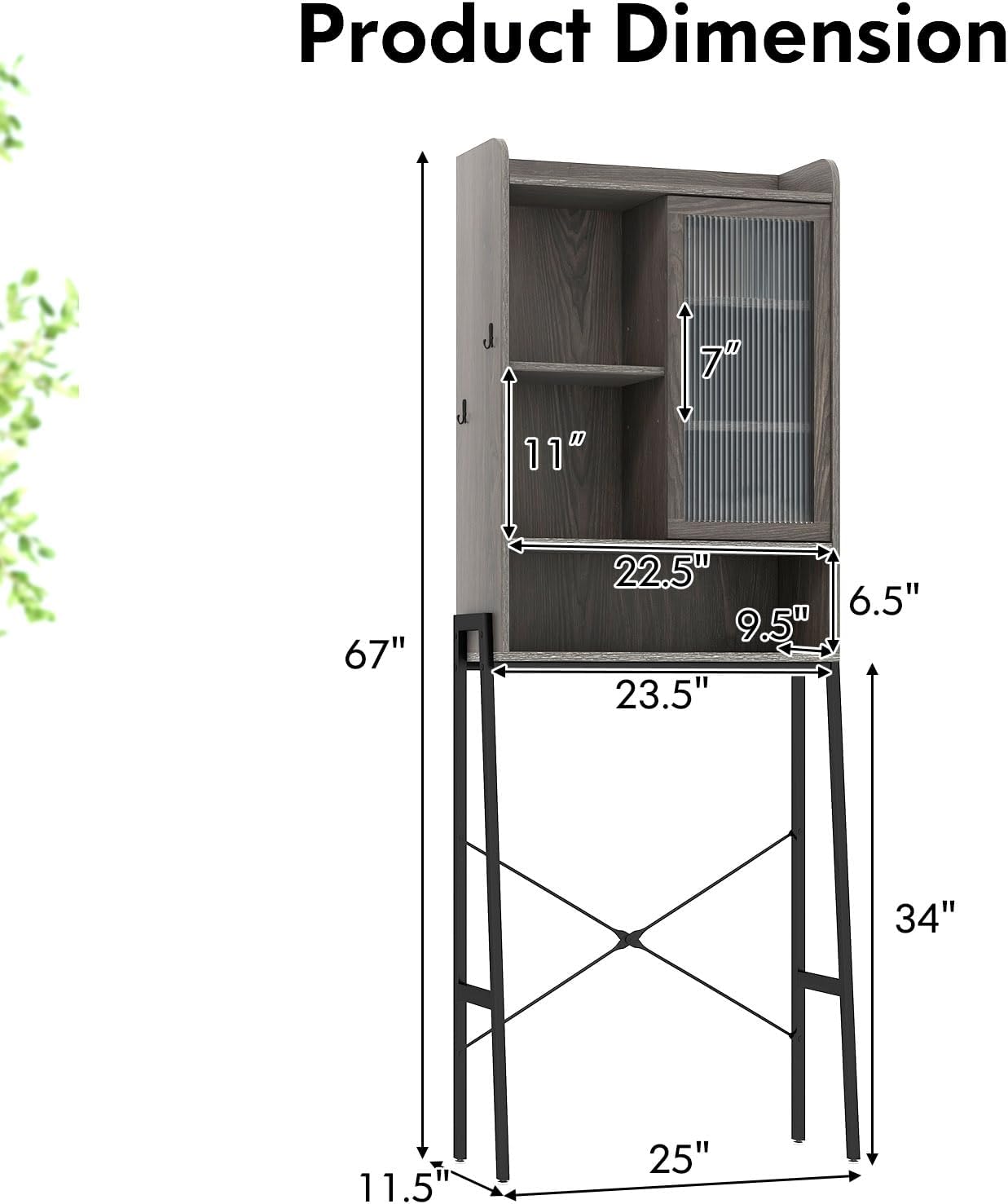 Over The Toilet Storage Cabinet with Sliding Door W6193
