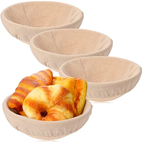 10 Pieces Banneton Bread Proofing Basket Round with Liners and Scrapers (8.5 Inch) D9968