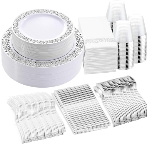 350pcs Silver Party Dinnerware Set B44653