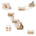 9-Piece Wall-Mounted Cat Shelves Set with 2 Sisal Scratching Posts A24540