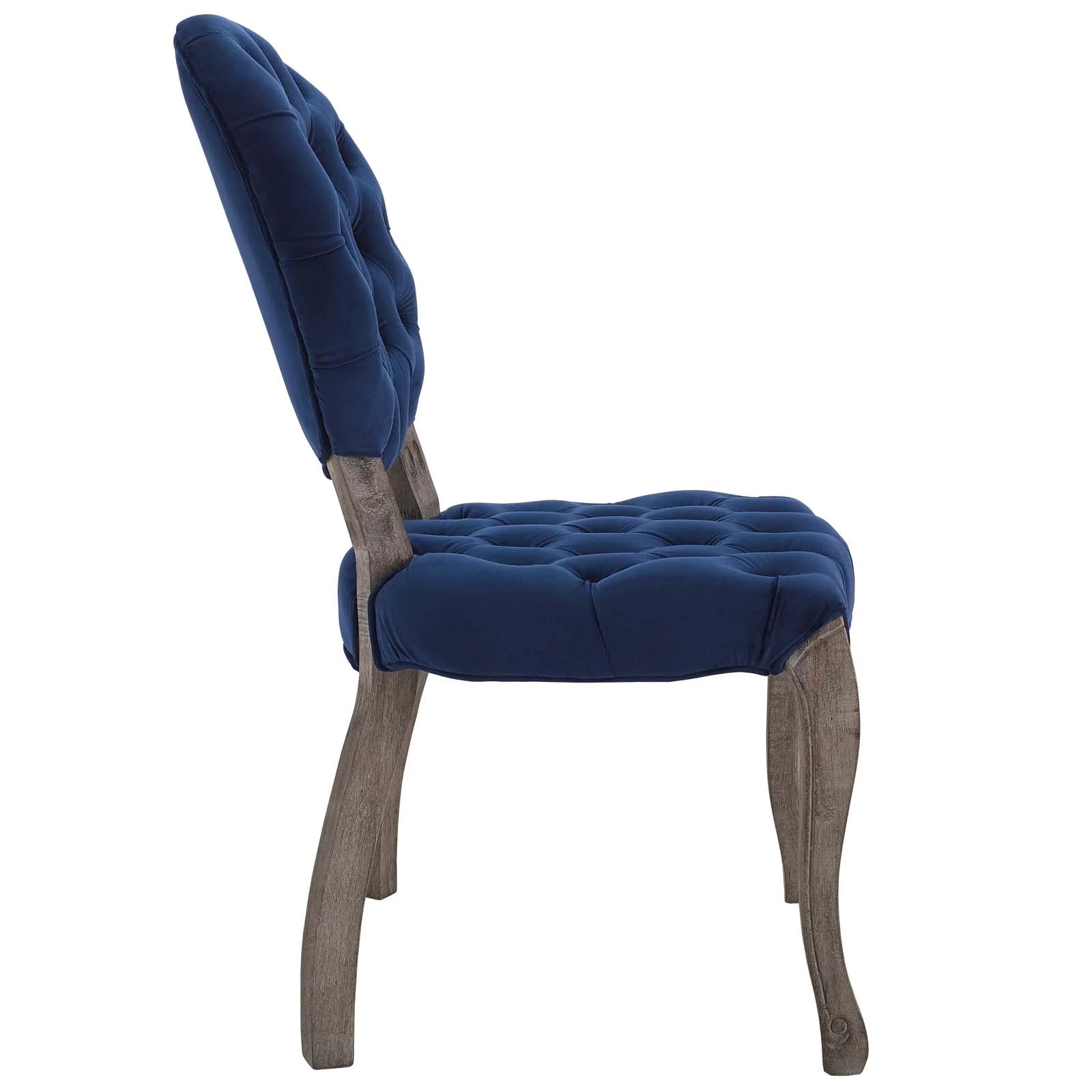 Navy Blue Velvet Wood Side Chair X7724