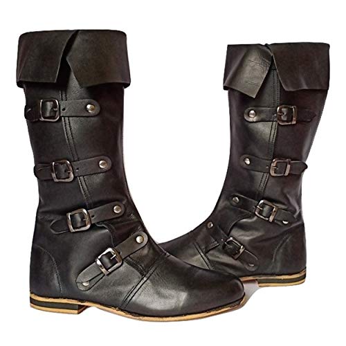 Medieval Leather Boots 4 Buckle Long Boot C5211