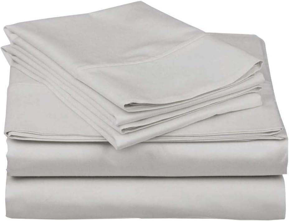 100% Egyptian Cotton 4 Piece Queen Size Sheet Set Light Grey N7220