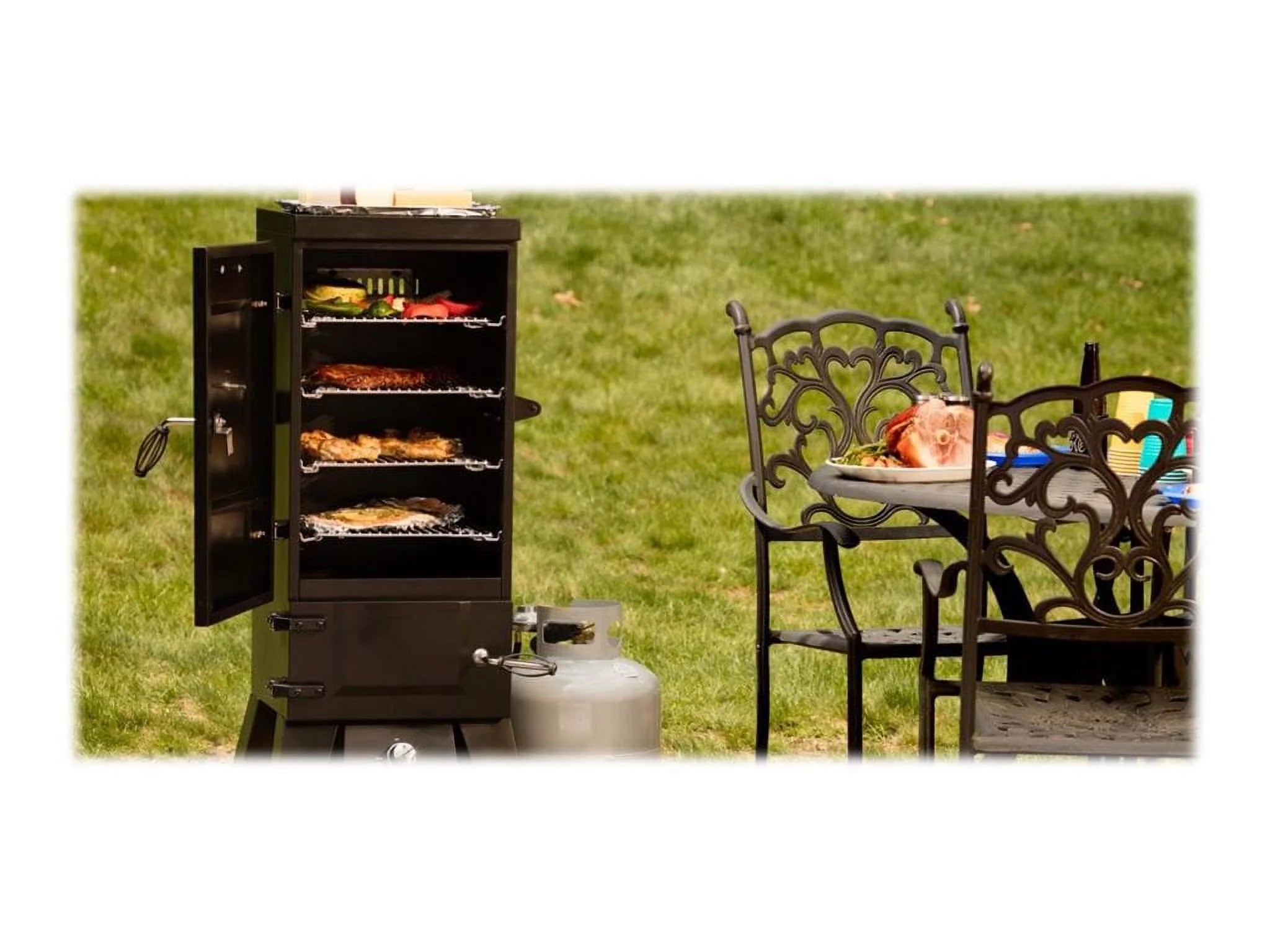 Black 36 Inch Propane Smoker with 4 Racks W135623
