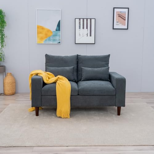 Small Loveseat Sofa Upholstered Couch Black Leather-like 2 Seater Y592